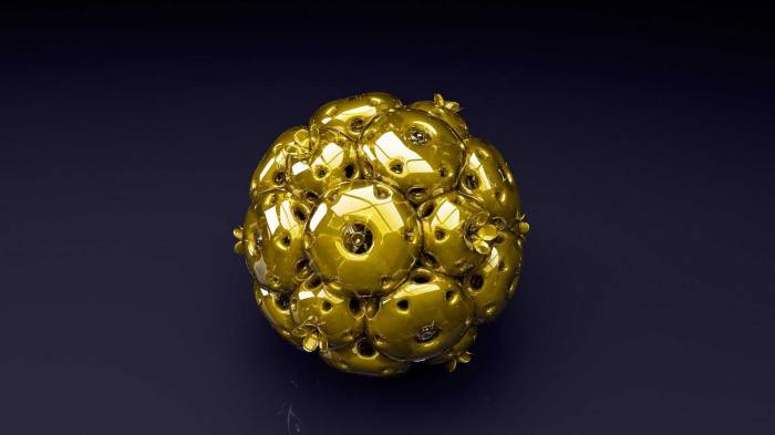 Широкоформатные обои Золотой мяч, Золотой мяч из шаров