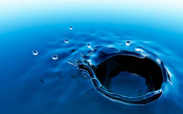 Широкоформатные обои Брызги капли, Водная корона от капли воды