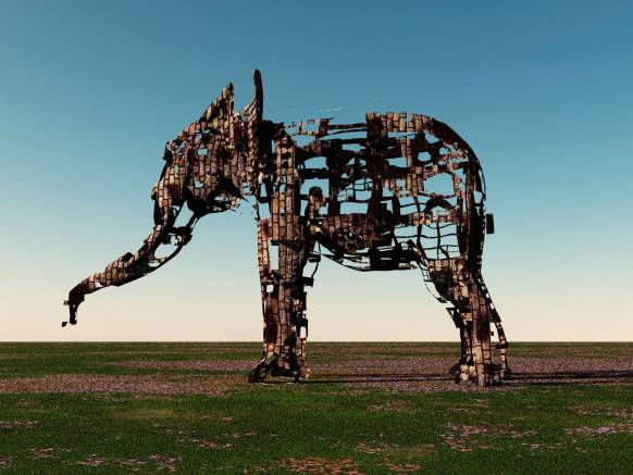 Широкоформатные обои Фигура слона, 3D мир фантазии
