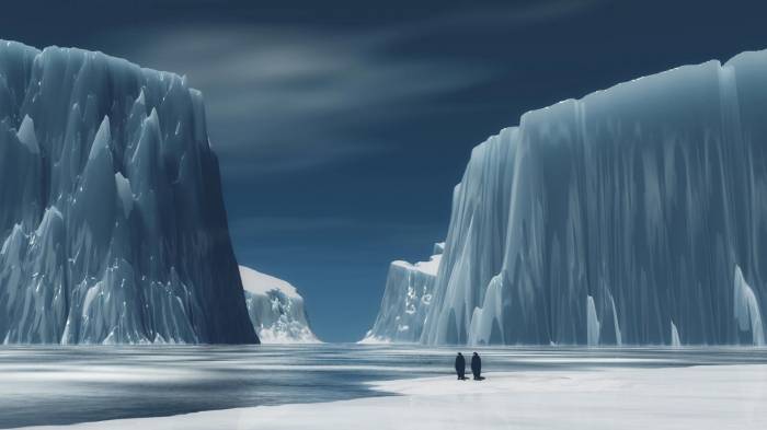 Широкоформатные обои Айсберги, Высокие льдины