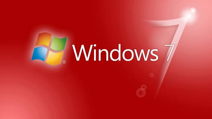 Широкоформатные обои Красный windows 7, Красная заставка windows