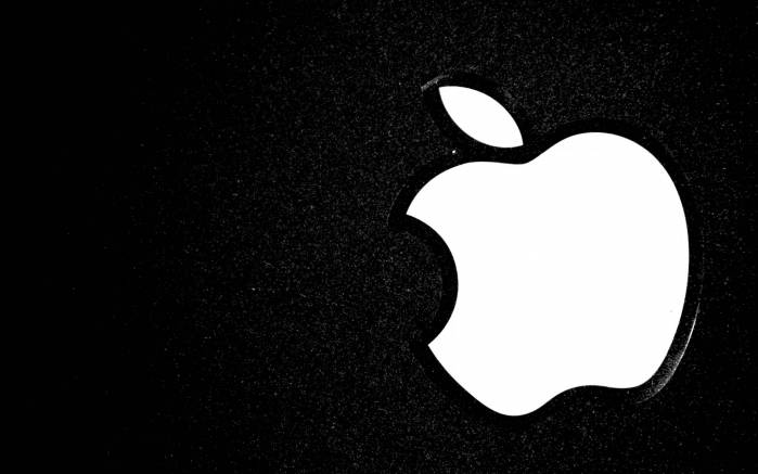 Широкоформатные обои Черно-белый Apple, Логотип Эппл