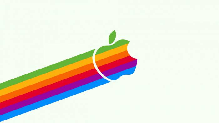 Широкоформатные обои Летающий apple, Красочная радуга