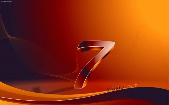Широкоформатные обои Объемный логотип Windows 7, Логотип Виндовс 7