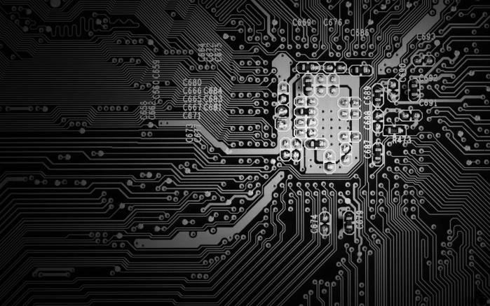 Широкоформатные обои Дорожки на плате, Тонкие контактные дорожки образуют причудливый узор