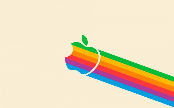 Широкоформатные обои Радужный логотип Эппл, Логтип Apple