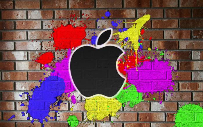 Широкоформатные обои Граффити Apple, Логотип Apple