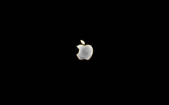 Широкоформатные обои Блестящий логотип на черном, Блестящий логотип Apple