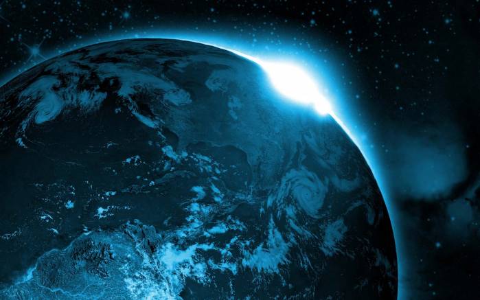 Широкоформатные обои Голубая планета, Голубая Земля в космосе