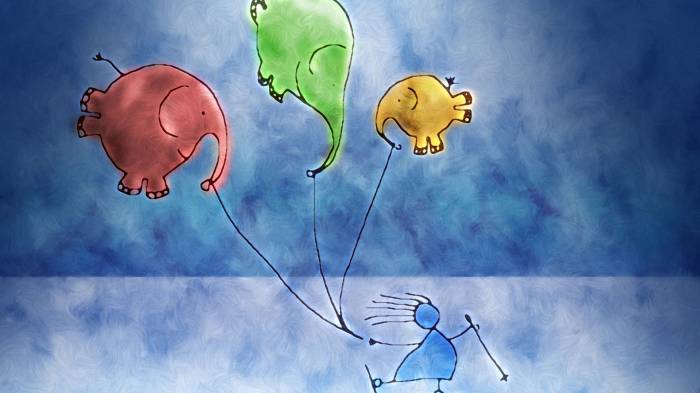 Широкоформатные обои Детский рисунок, Воздушные шарики