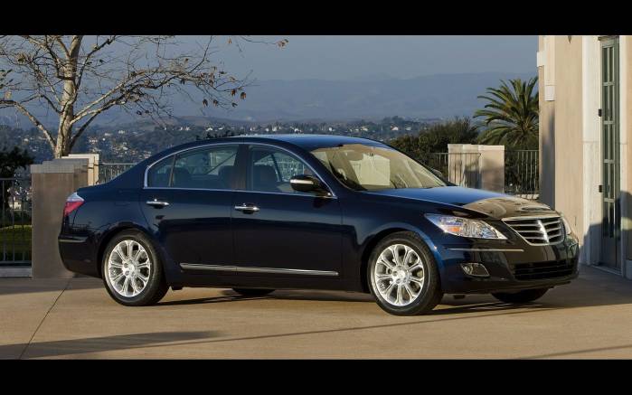 Широкоформатные обои На природе Hyundai Genesis Sedan, На природе Хундай Дженезис Седан (Hyundai Genesis Sedan)