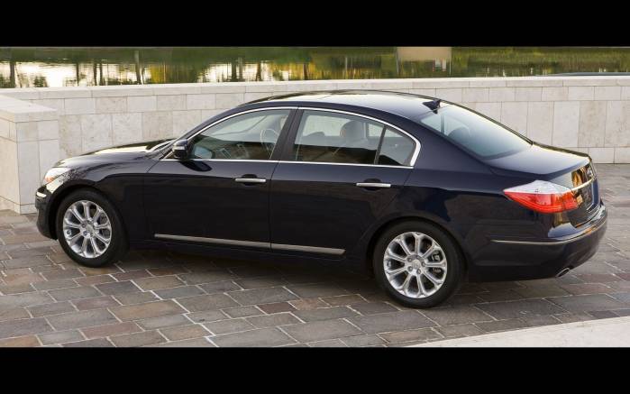 Широкоформатные обои Вид справа Hyundai Genesis Sedan, Вид справа Хундай Дженезис Седан (Hyundai Genesis Sedan)