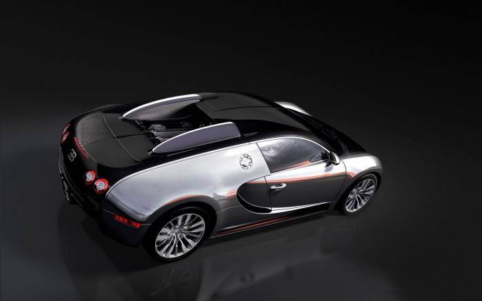 Широкоформатные обои Вид сверху Bugatti Veyron pur sang, Вид сверху Бугатти Вейрон (Bugatti Veyron)