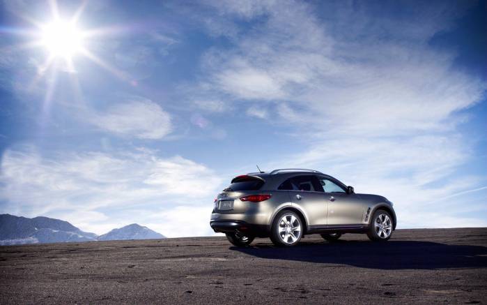 Широкоформатные обои Солнечный Infiniti FX50, На фоне солнца Инфинити (Infiniti FX50)