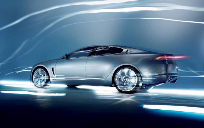 Широкоформатные обои На скорости Jaguar C XF Concept, На скорости Ягуар концепт (Jaguar C XF Concept)