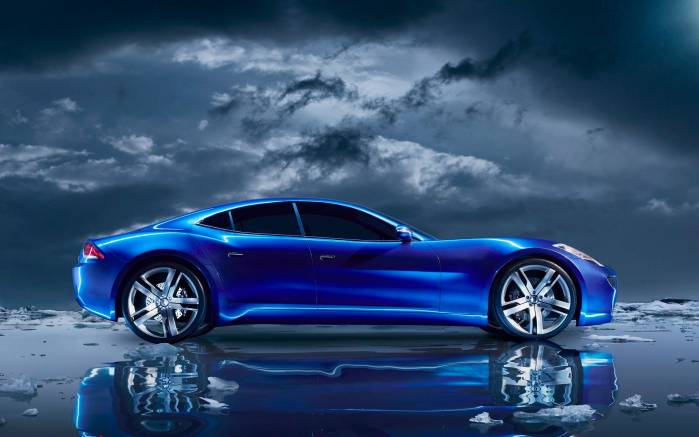 Широкоформатные обои Fisker Karma сбоку, Фискер Карма Гибрид вид сбоку (Fisher Karma Hybrid)