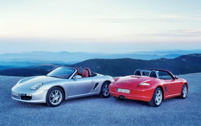 Широкоформатные обои Porsche Boxster S, Два Порш Бокстер (Porsche Boxster S)