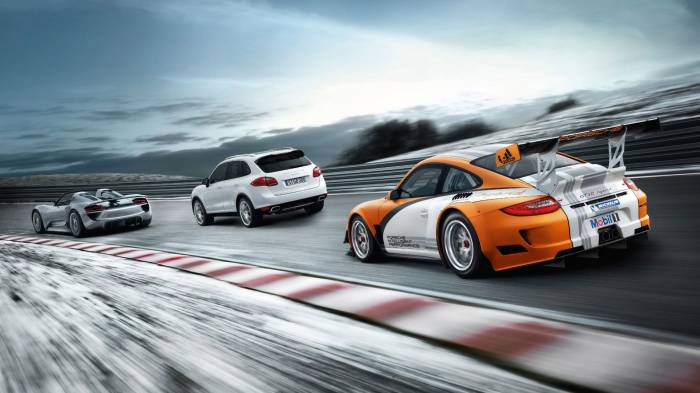 Широкоформатные обои Гонки Porsche, Езда на перегонки