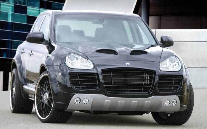 Широкоформатные обои Черный Porsche Cayenne, Черный Порш Кайен (Porsche Cayenne)