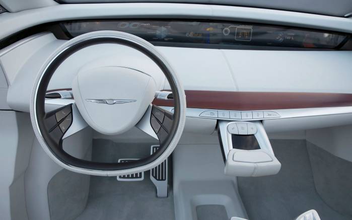 Широкоформатные обои Руль Chrysler EcoVoyager, Руль Крайслер Эко Вояжер Вольт (Chrysler EcoVoyager Concept)