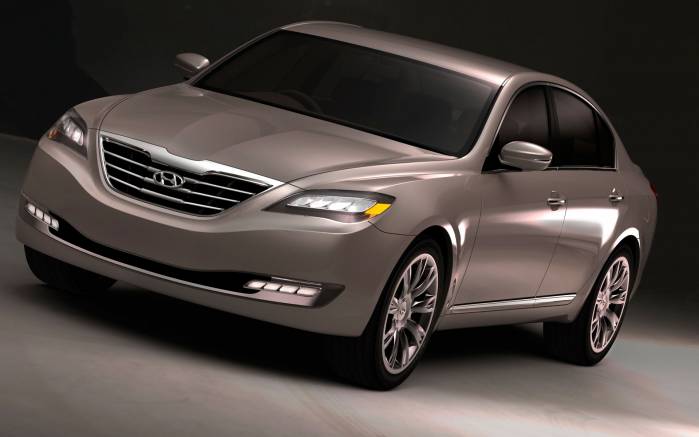 Широкоформатные обои Под углом Hyundai Genesis Concept, Под углом Хундай Дженезис Концепт (Hyundai Genesis Concept)