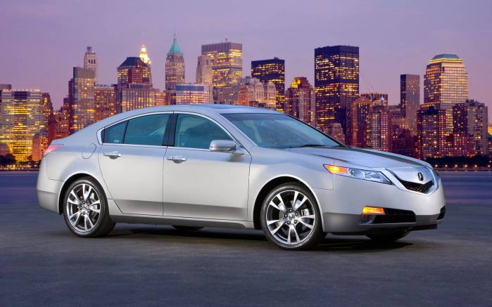 Широкоформатные обои Acura на фоне города, Акура на фоне городских огней (Acura TL 2009)