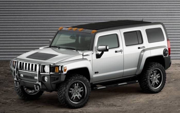 Широкоформатные обои Серый Hummer H3, Серый Хаммер (Hummer H3)