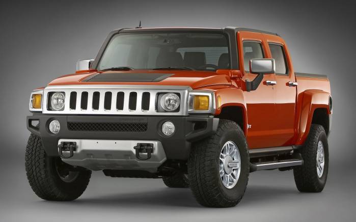 Широкоформатные обои Красный Hummer H3T, Красный Хаммер (Hummer H3T)