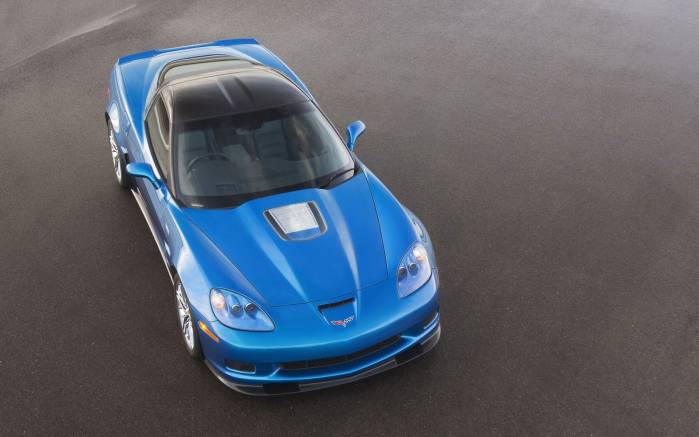 Широкоформатные обои Синий Chevrolet Corvette ZR1, Синий Шевроле Корвет (Chevrolet Corvette ZR1 2009)