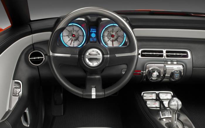 Широкоформатные обои Руль Chevrolet Camaro Convertible, Руль Шевроле Камаро Конвертебл (Chevrolet Camaro Convertible)