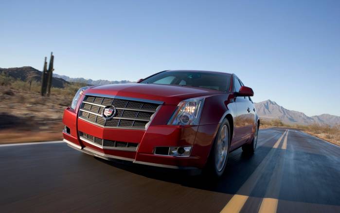 Широкоформатные обои На шоссе Cadillac CTS 2008, На шоссе Кадиллак (Cadillac CTS 2008)