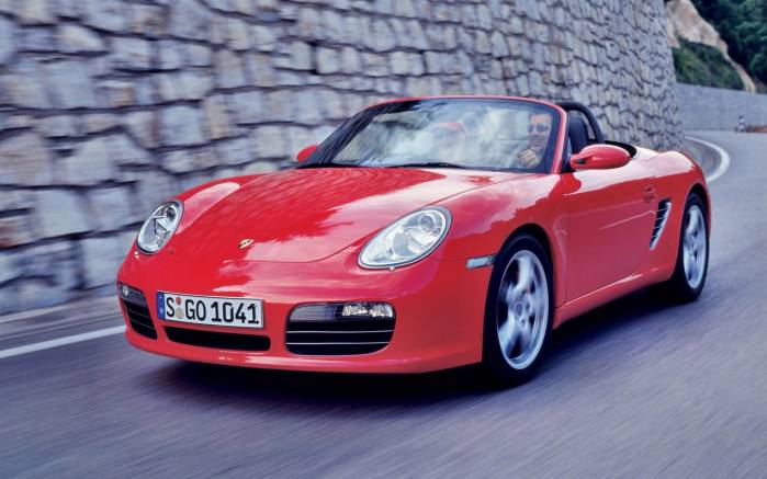 Широкоформатные обои Красный Porsche Boxster S, Красный Порш Бокстер (Porsche Boxster S)