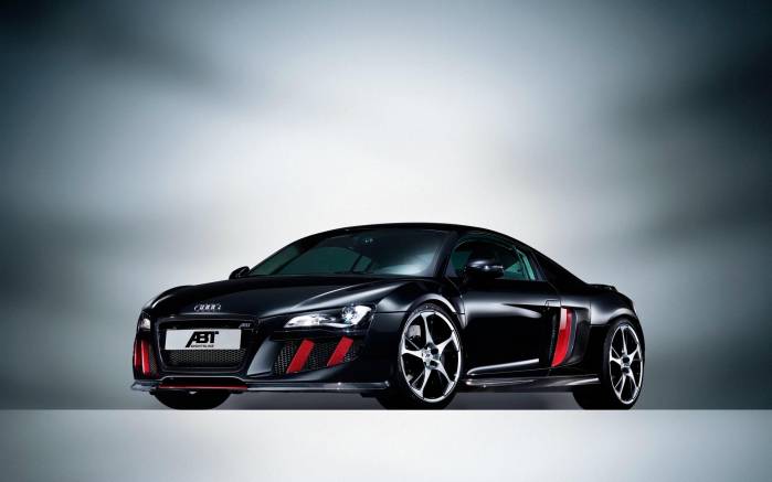 Широкоформатные обои Audi R8 ABT спереди под углом, Вид спереди Ауди (Audi R8 ABT)