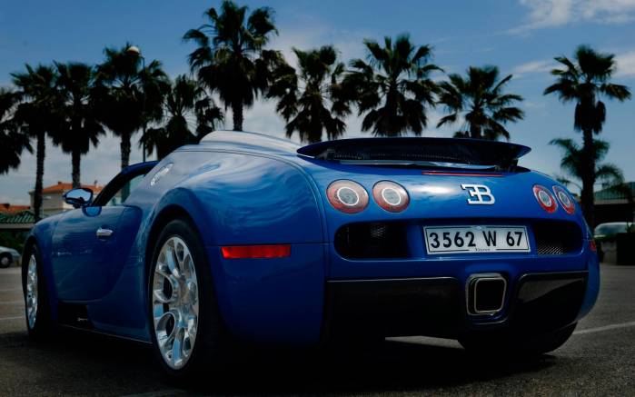 Широкоформатные обои Синий Bugatti veyron, Синий бугатти вейрон (Bugatti veyron)