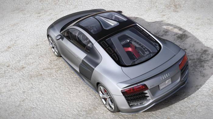 Широкоформатные обои Silver audi r8, Серебристый металлик