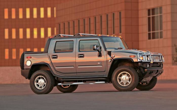 Широкоформатные обои На закате Hummer H2, На закате Хаммер (Hummer H2)