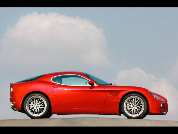 Широкоформатные обои Alfa Romeo 8C вид сбоку, Альфа Ромео 8С вид сбоку (Alfa Romeo 8C side)