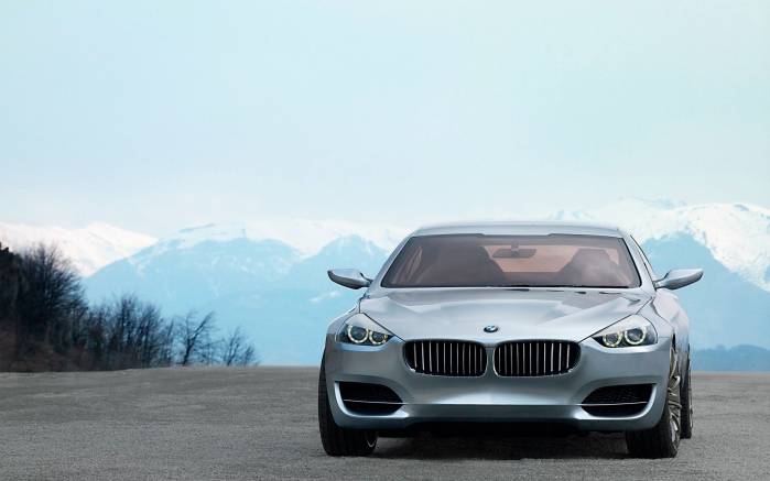 Широкоформатные обои На фоне гор BMW Concept CS, На фоне гор БМВ (BMW Concept CS)