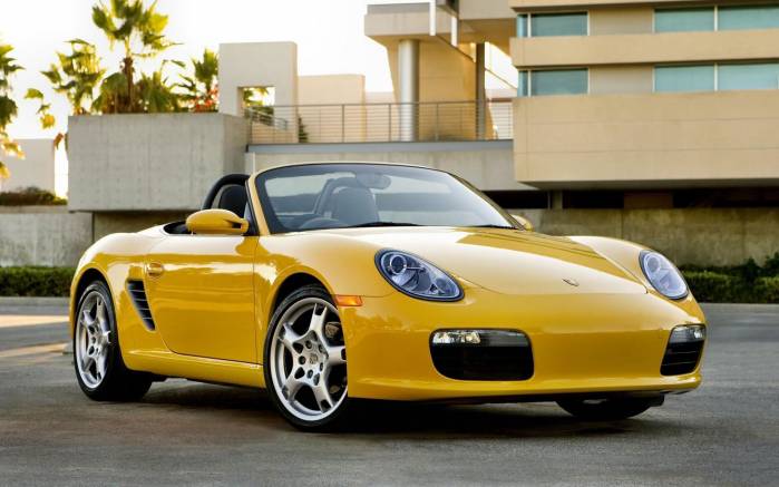 Широкоформатные обои Желтый Porsche Boxster S, Желтый Порш Бокстер (Porsche Boxster S)