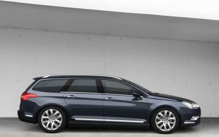 Широкоформатные обои Синий Citroen C5 2008, Вид сбоку Ситроен (Citroen C5 2008)