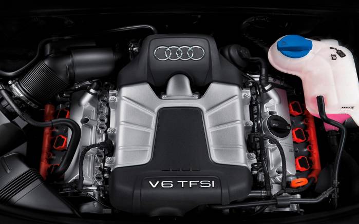 Широкоформатные обои Мотор Audi A6 3.0 TFSI V6, Мотор Ауди А6 (Audi A6 3.0 TFSI V6)