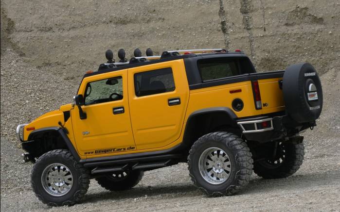 Широкоформатные обои Вид сбоку Hummer H2, Вид сбоку Хаммер (Hummer H2)