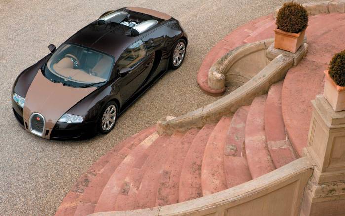 Широкоформатные обои Припаркованный Bugatti Veyron Hermes, Вид сзади Бугатти Вейрон Герсмес (Bugatti Veyron Hermes)