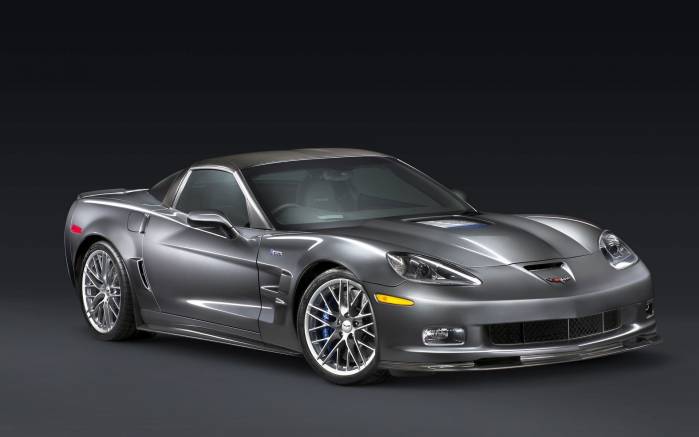 Широкоформатные обои Темный Chevrolet Corvette ZR1 2009, Серый Шевроле Корвет (Chevrolet Corvette ZR1 2009)
