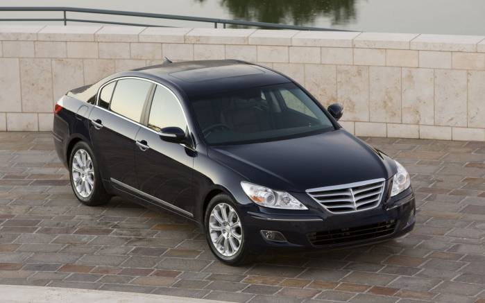 Широкоформатные обои Черный Hyundai Genesis Sedan, Черный Хундай Дженезис Седан (Hyundai Genesis Sedan)