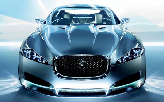 Широкоформатные обои Отражение Jaguar C XF Concept, Вид спереди Ягуар концепт (Jaguar C XF Concept)