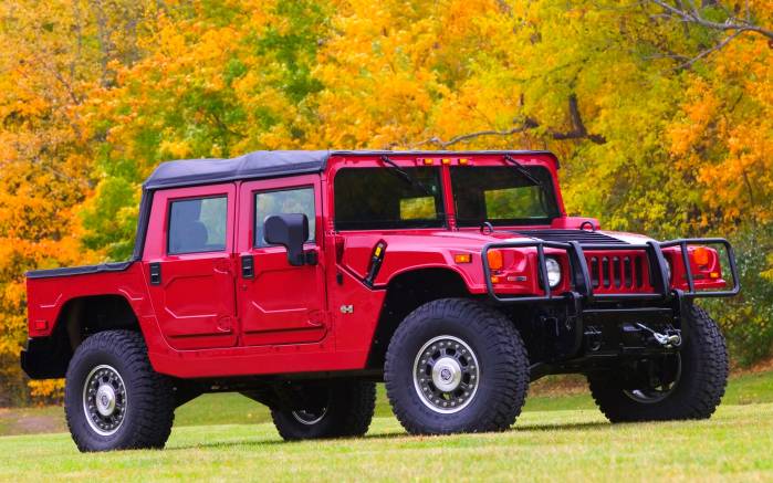 Широкоформатные обои Бордовый Hummer H1, Бордовый Хаммер (Hummer H1)
