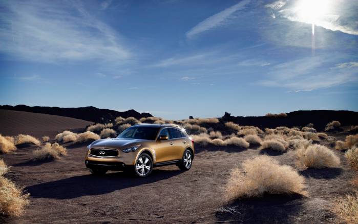 Широкоформатные обои На фоне неба Infiniti FX35, На фоне голубого неба Инфинити (Infiniti FX35)