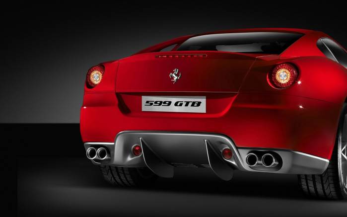 Широкоформатные обои Вид сзади Ferrari 599 GTB, Вид сзади Феррари 599 (Ferrari 599 GTB)