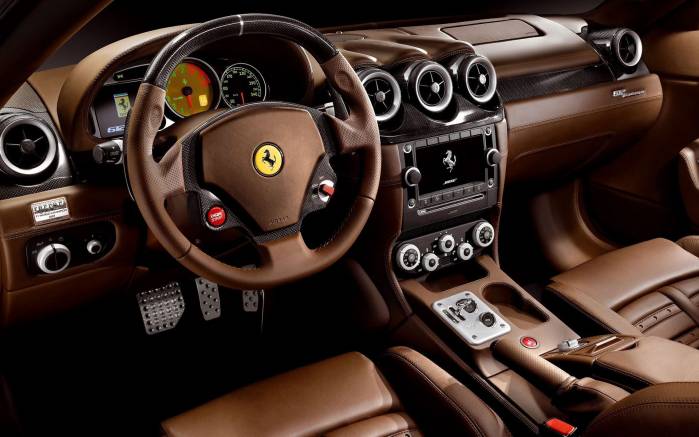 Широкоформатные обои Приборы Ferrari 612 Scaglietti, Приборная панель Феррари Скаглетти (Ferrari 612 Scaglietti)
